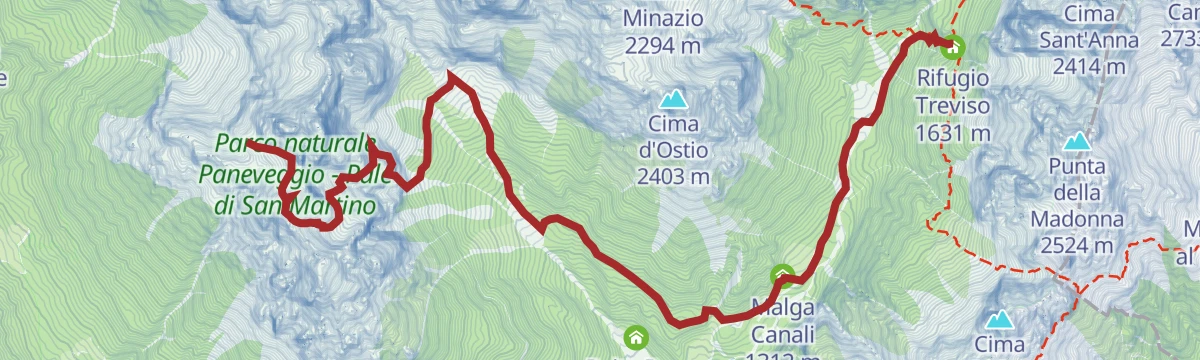 Route map: Dolomiti Palaronda Ferrata 360 Tour - stage 5